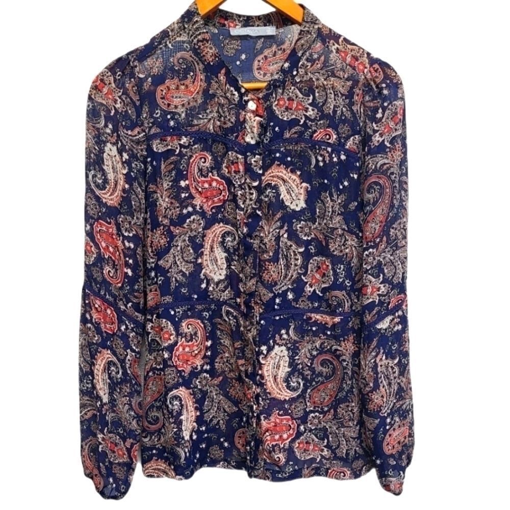 Octavia Button Down Sheer Blouse Size Small‎